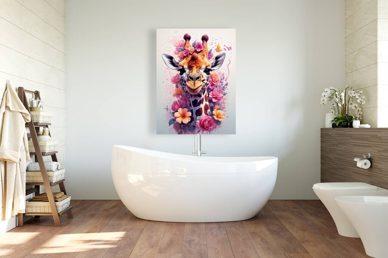floral giraffe Reproduction