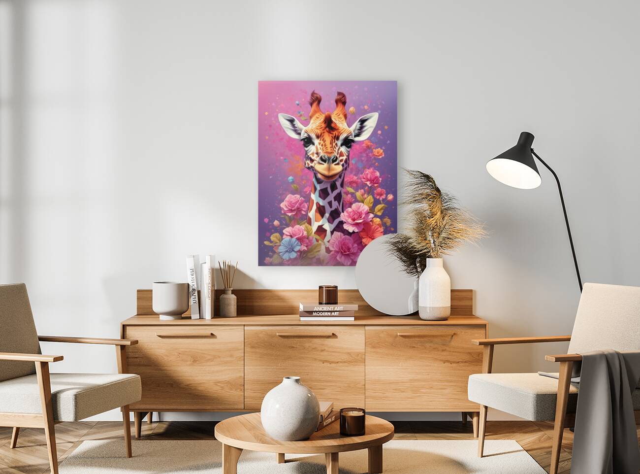 floral giraffe Reproduction