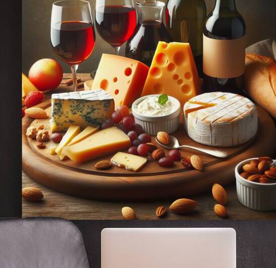 A wooden board with a variety of foods such as ch 1715187970.7672 by artvi