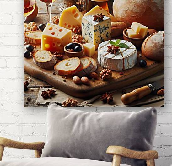 A wooden board with a variety of foods such as ch 1715187988.8239 by artvi