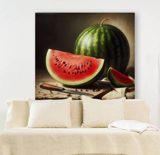 Still life oil painting of watermelon by artvi
