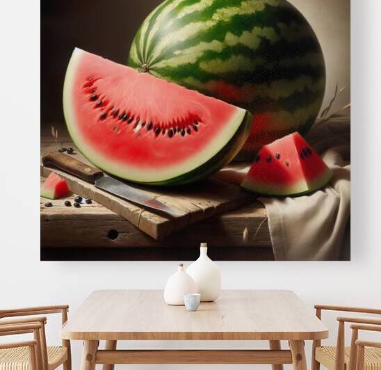 Still life oil painting of watermelon by artvi