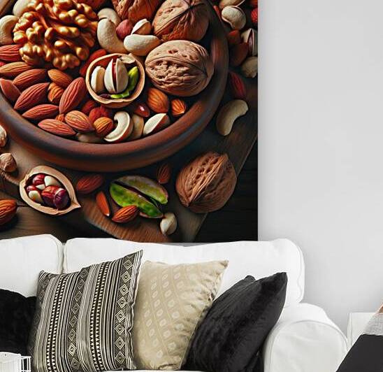 Assorted nuts background. Mix of walnuts almonds  1715717452.4554 by artvi