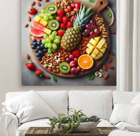 Assorted nuts background. Mix of walnuts almonds by artvi