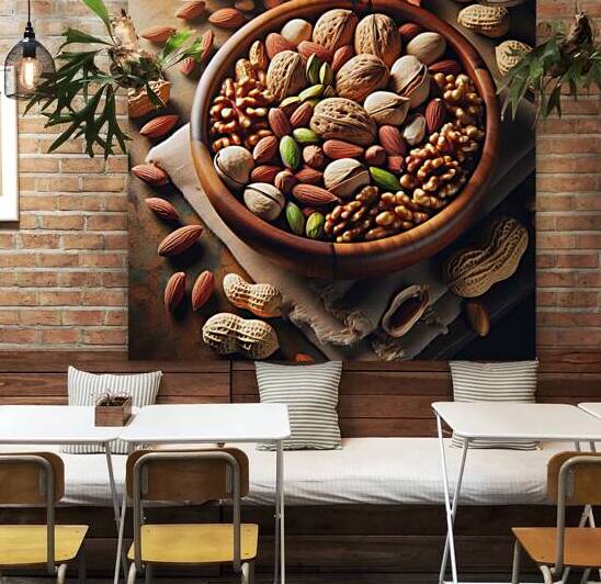 Assorted nuts background. Mix of walnuts almonds  1715717348.4614 by artvi