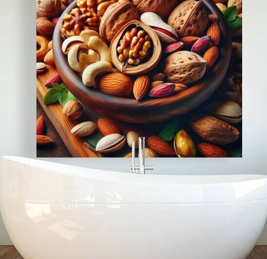 Assorted nuts background. Mix of walnuts almonds  1715717365.4389 by artvi