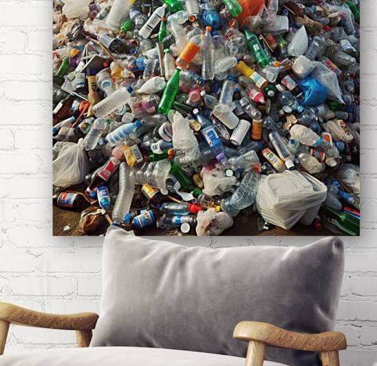 180 A cluttered stack of plastic bottles and othe by artvi