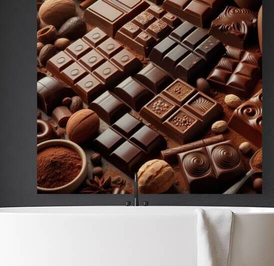 394 Various chocolate bars laid out on a table fo by artvi