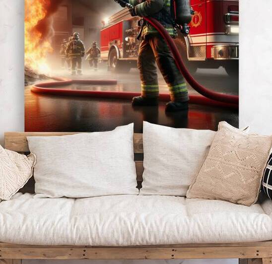 381 Firefighter puts out the fire fire truck back by artvi