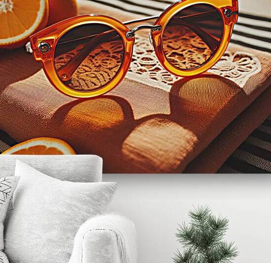 370 Close up vintage orange sunglasses on the tow by artvi