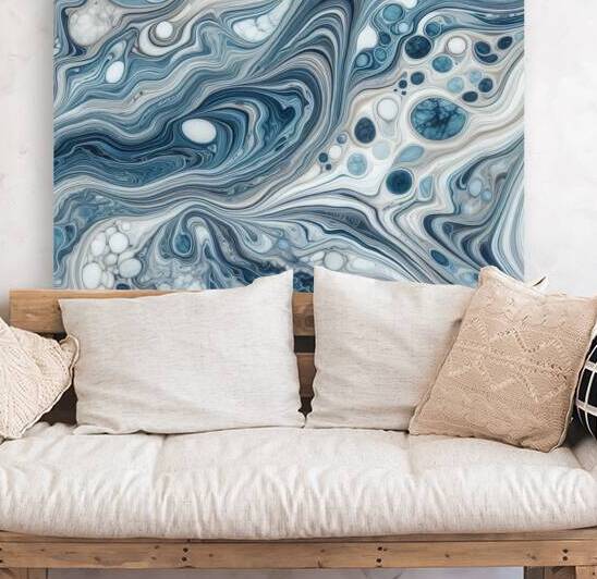 374 Detailed view of blue and white marble patter by artvi