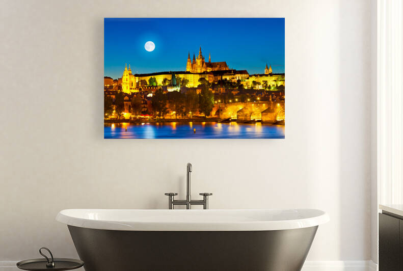 Prague Castle in the evening. Prague is often called the Golden City. by artvi