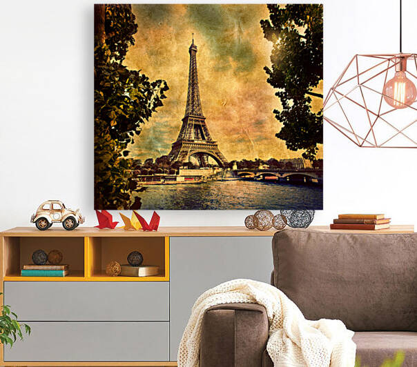 Eiffel Tower in Paris Fance. Vintage retro style by artvi