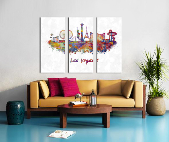 Las vegas skyline in watercolor by artvi Wall Art