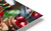 160 Red cherries on wooden board HD Metal print