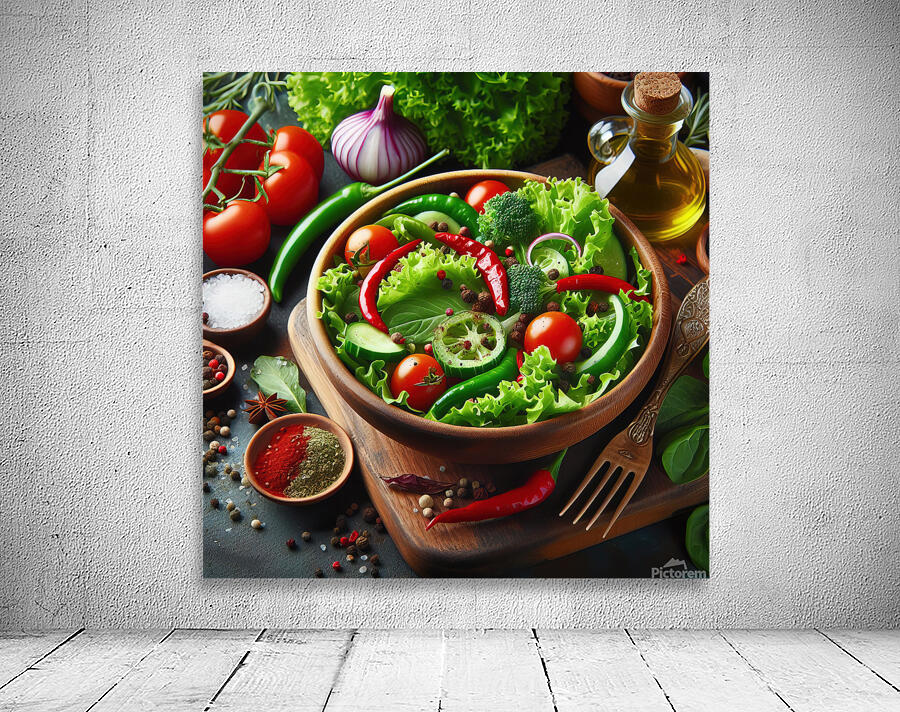 Healthy and natural onion tomato lettuce salad 10 Wall Preview