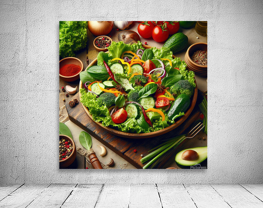 Healthy and natural onion tomato lettuce salad 8. Wall Preview
