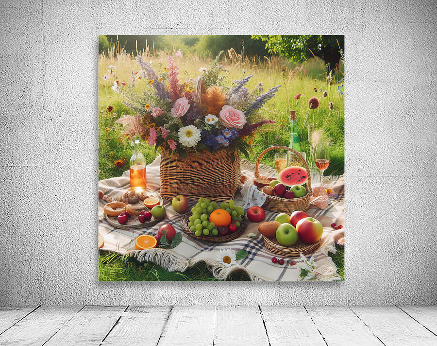 picnic basket in the countryside 1 Wall Preview