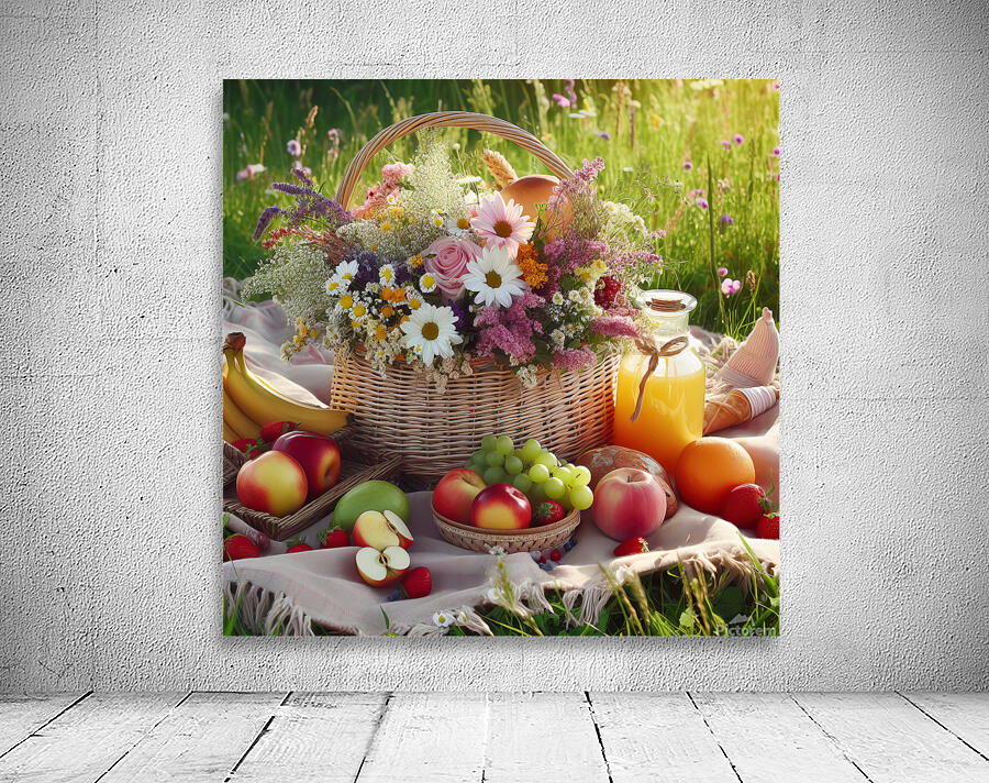 picnic basket in the countryside 8 Wall Preview