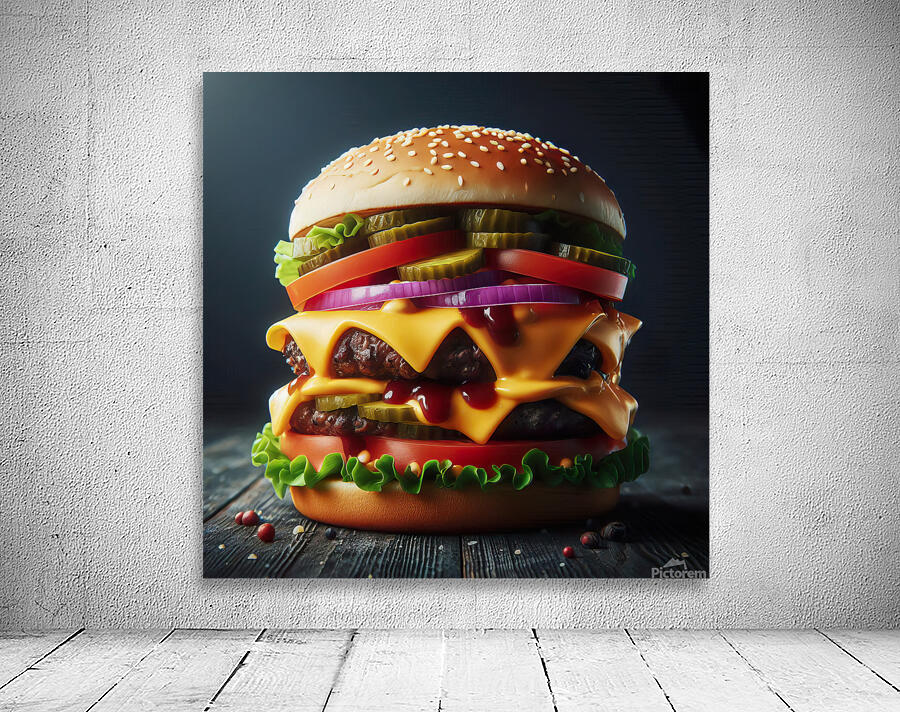 Hamburger french fries and drink on white 15 Wall Preview