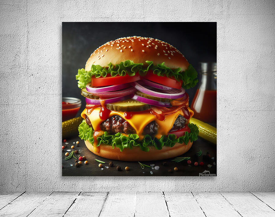 Hamburger french fries and drink on white 1 Wall Preview