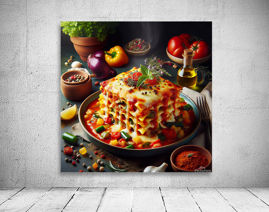 a plate of lasagna on a table with exquisite deco 1714414426.2011 Wall Preview