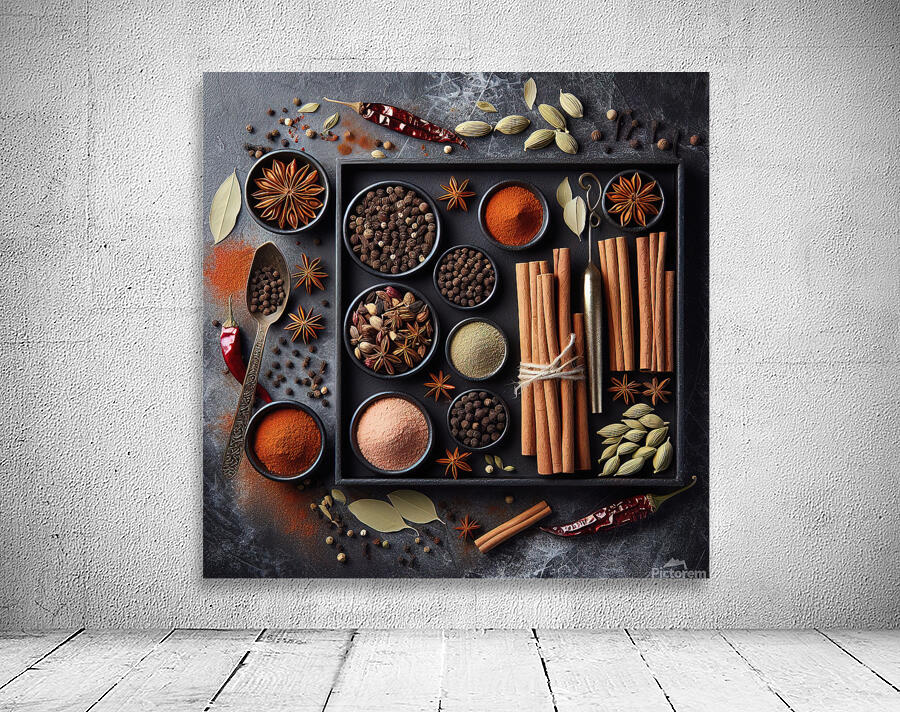 Spices on black background 3 Wall Preview