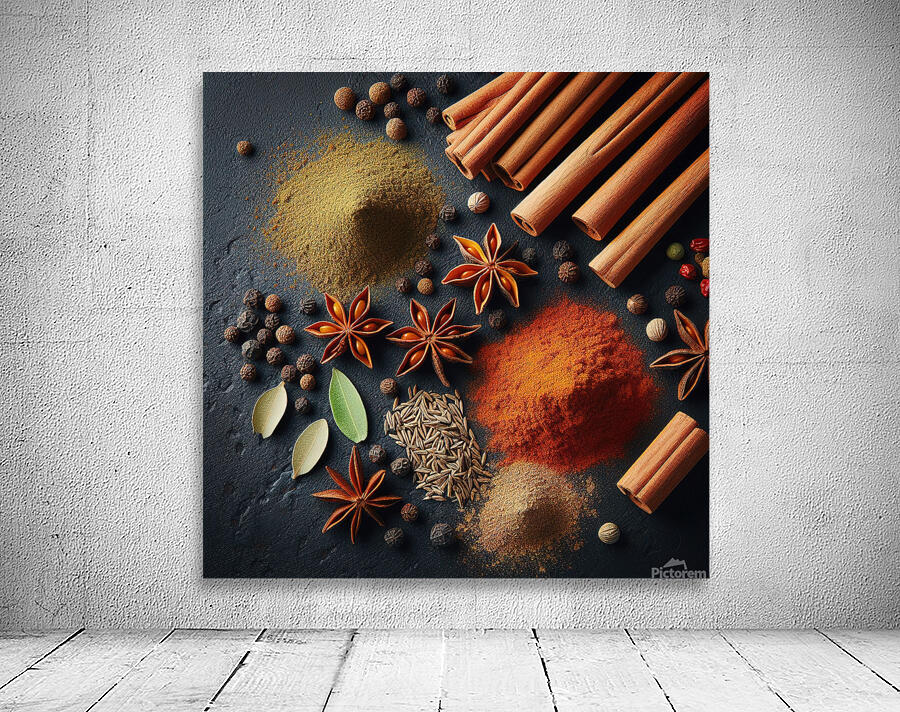 Spices on black background 4 Wall Preview