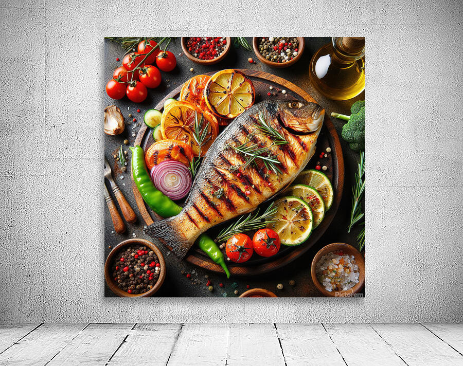 Fish fillet with vegetable garnish healthy diet b 1715272828.1343 Wall Preview