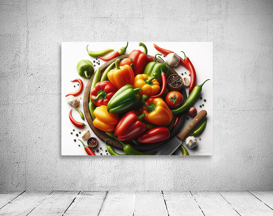 Red green yellow peppers food 29 Wall Preview