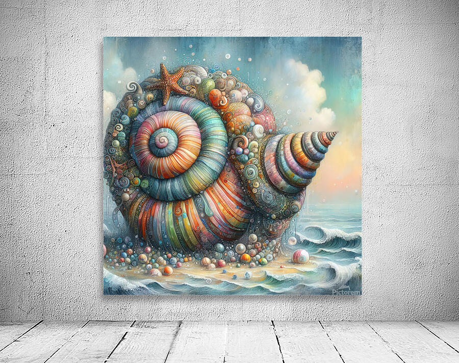 311 Mixed madia painting of a whimsical sea shell Wall Preview