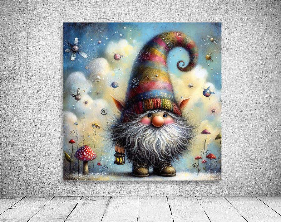 399 Mixed media painting of a whimsical nome Wall Preview