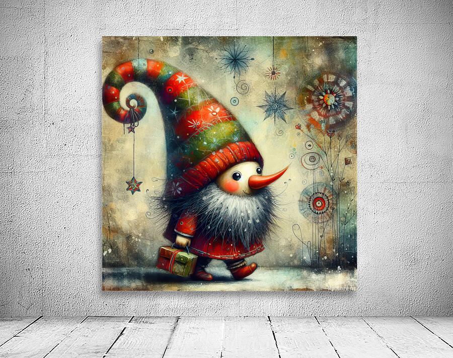 06 Mixed media painting of a whimsical nomeelf.jp Wall Preview