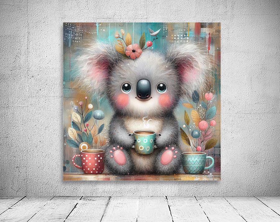 57 Mixed media painting of a whimsical koala Wall Preview