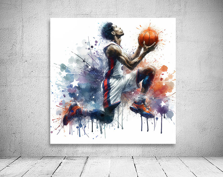 89 Basketball player in watercolor Wall Preview