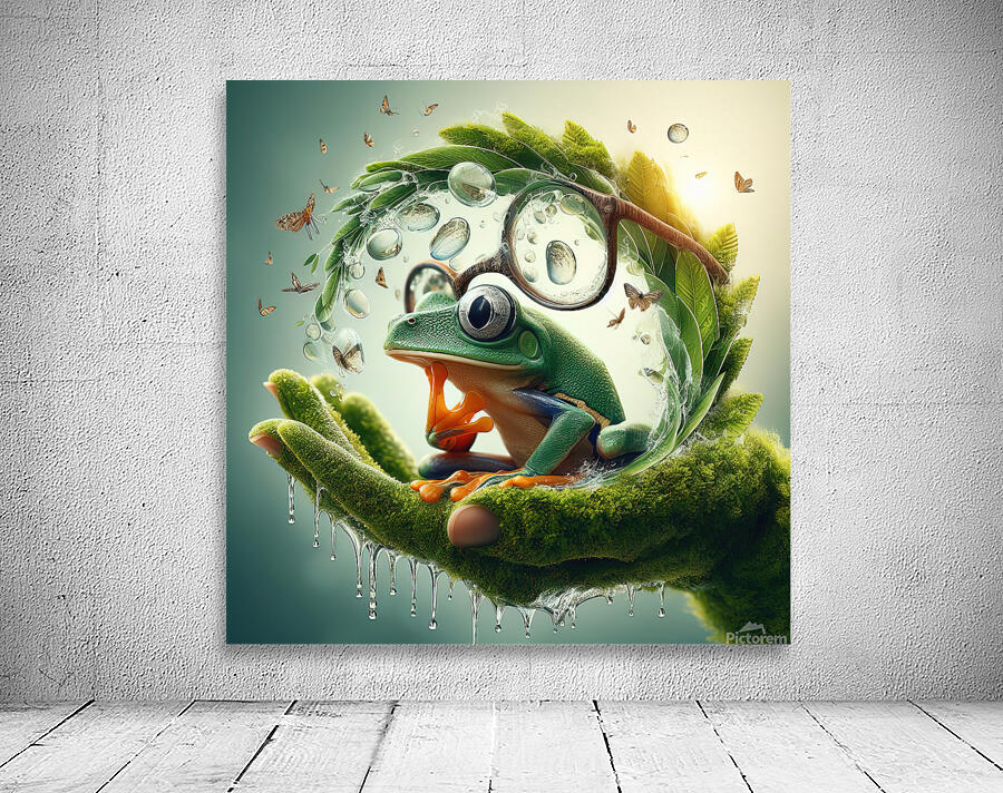 119 Creative natural background with a green frog Wall Preview
