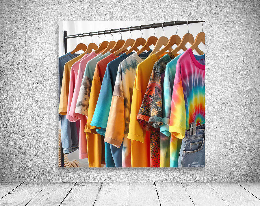35 Colorful T Shirts Hanging on Clothes Rack Wall Preview