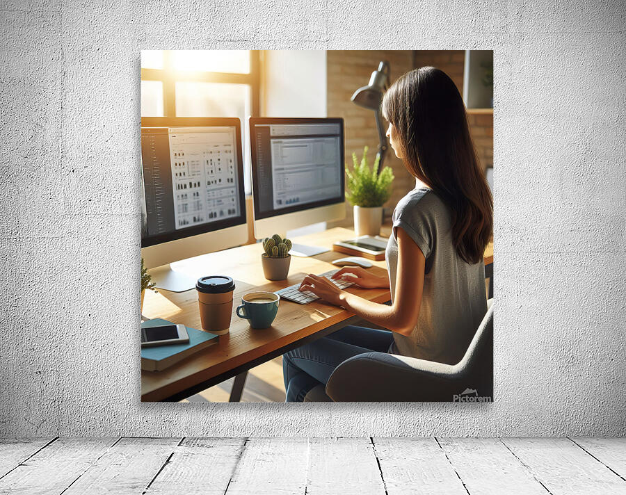 87 Woman working with her back at a desk with two 1718050788.6058 Wall Preview