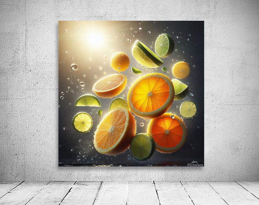 125 citrus slices floating in the air Wall Preview