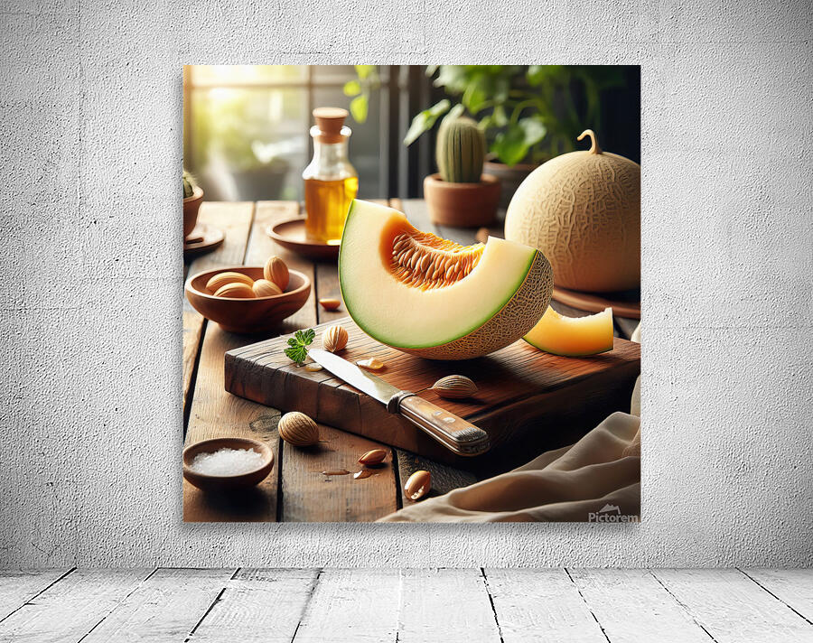 177 Fresh of whole and sliced orange melon or can Wall Preview