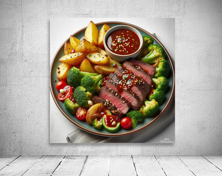 150 A plate of beef and broccoli potatoes with sa Wall Preview