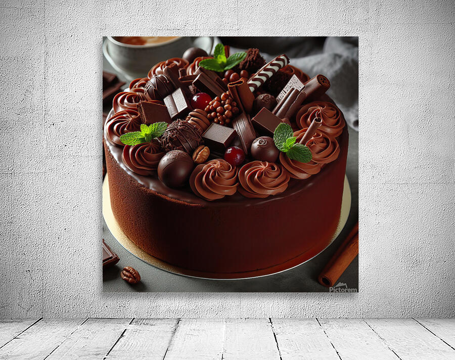 225 Chocolate cake with red berries and fruitscho Wall Preview