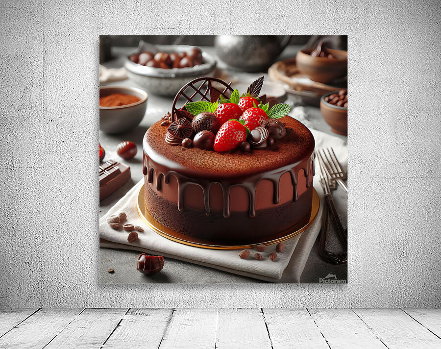 226 Chocolate cake with red berries and fruitscho Wall Preview