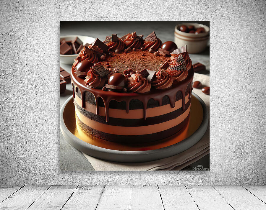 233 Chocolate cake with red berries and fruitscho Wall Preview