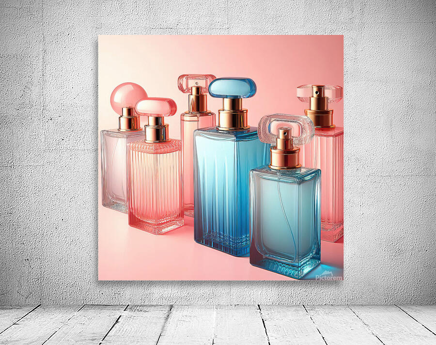278 Five Pink and Blue Perfume Bottles Perfectly Wall Preview