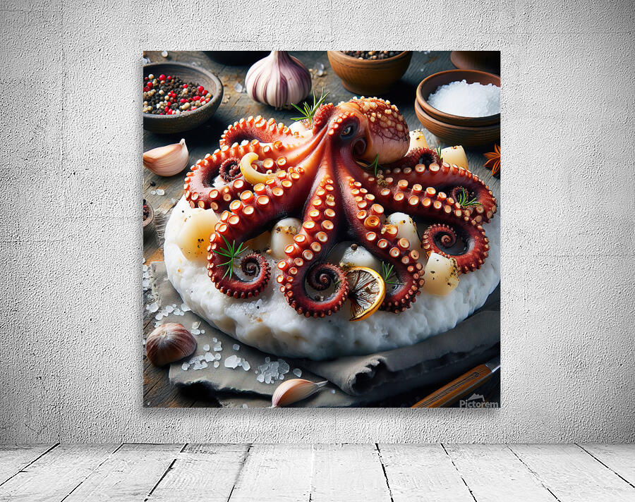 316 octopus cooked on white rock roasted octopus Wall Preview
