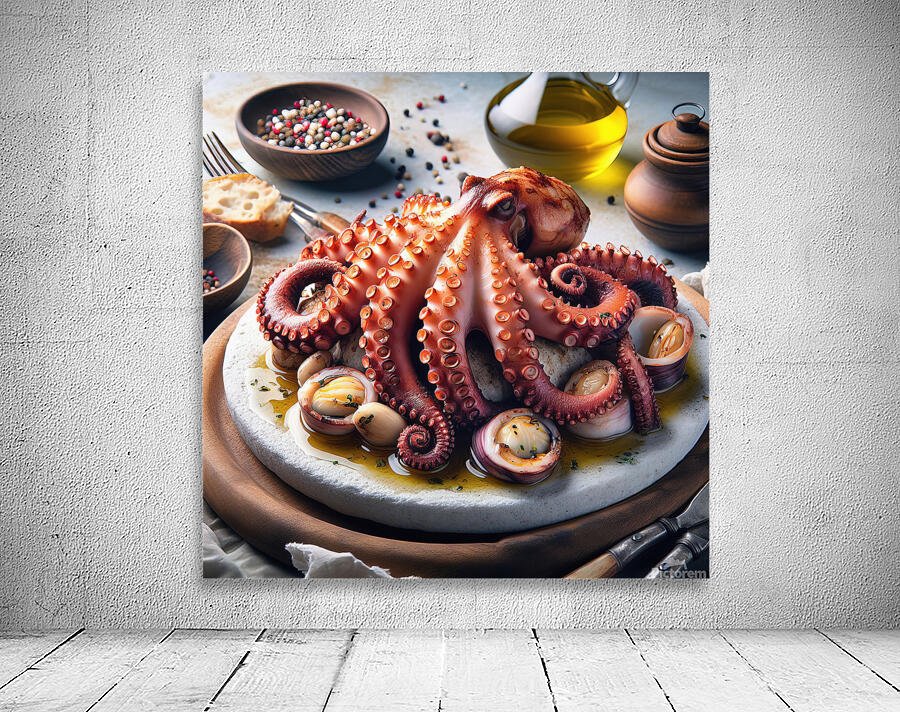 314 octopus cooked on white rock roasted octopus Wall Preview