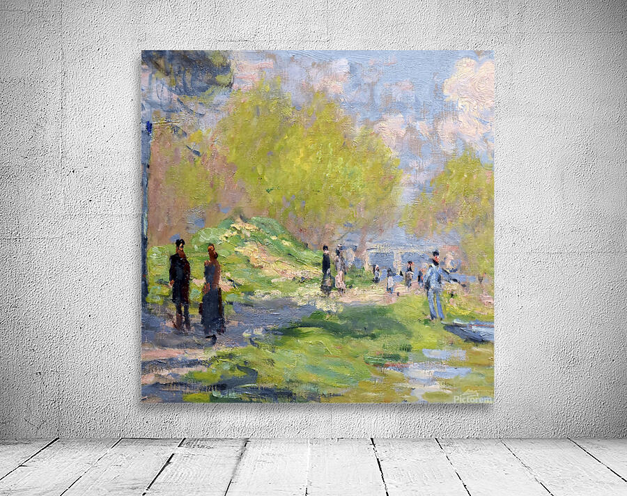 Claude Monet Spring by the Seine 1878 by artvi Wall Art