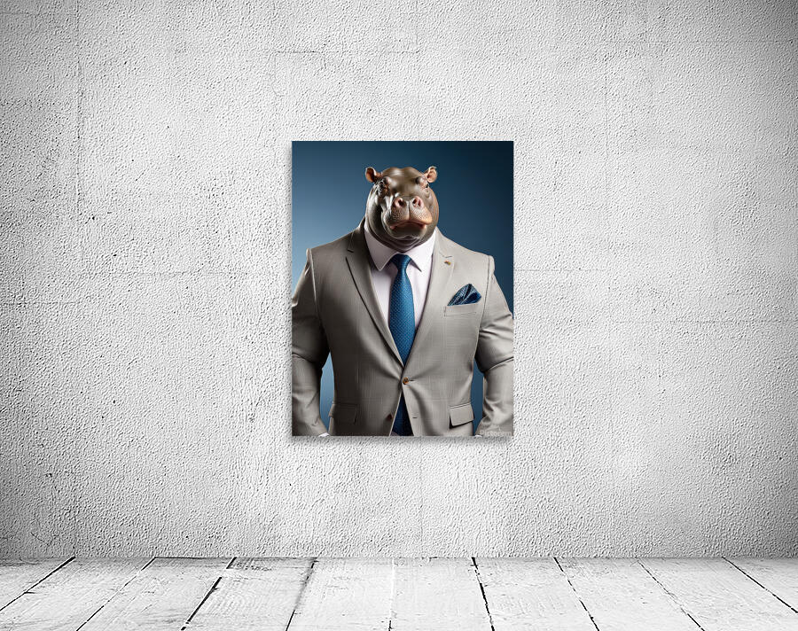 hippopotamus in suit Wall Preview