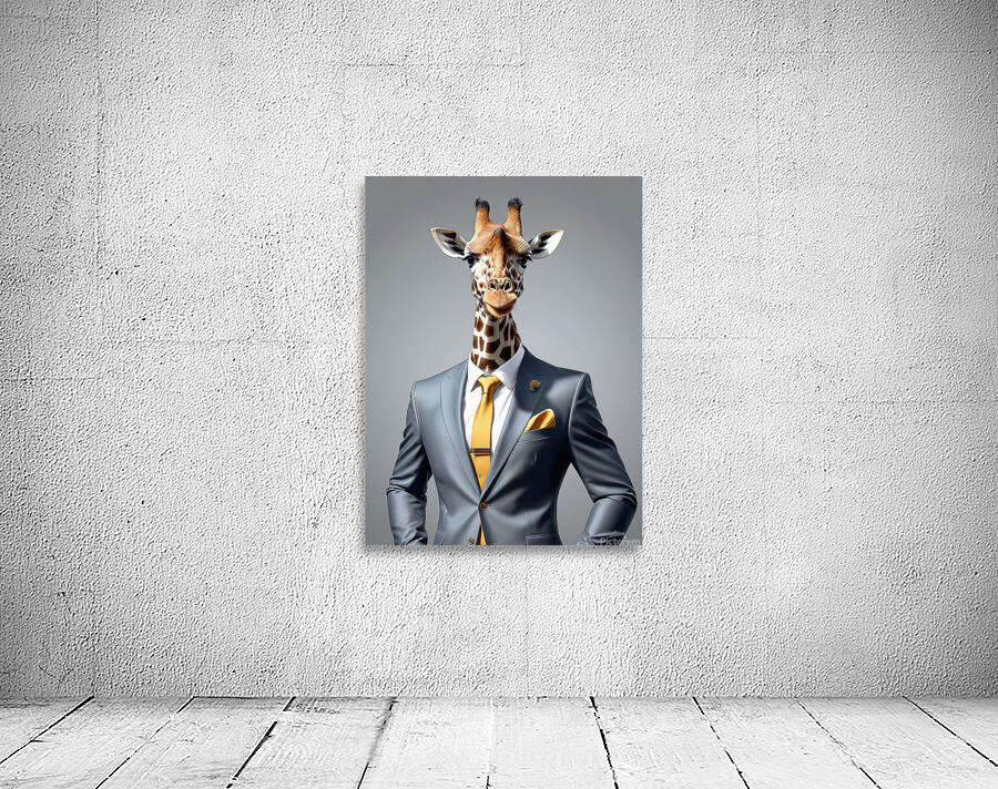 giraffe in suit Wall Preview